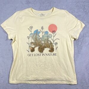 Disney Mickey Mouse T-Shirt Womens XL Yellow Get Lost In Nature Graphic Tee